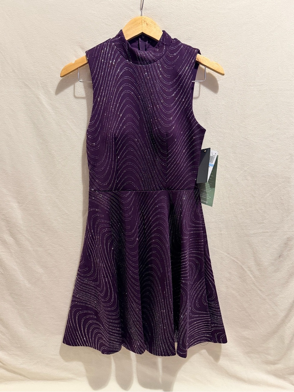 City Studio Sleeveless Sparkle Purple Fit & Flare Dress